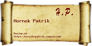 Hornok Patrik névjegykártya
